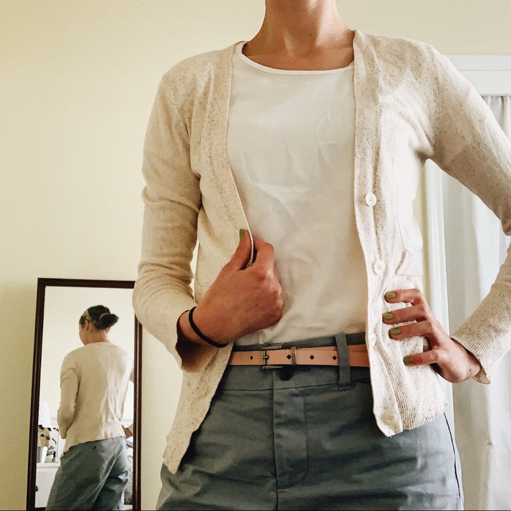 DownEast basics Cream speckled cardigan